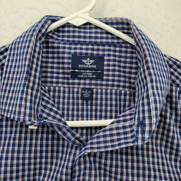 Dockers Shirt Men's Long Sleeve Casual Button Up Collared Plaid Blue Large - Picture 8 of 12